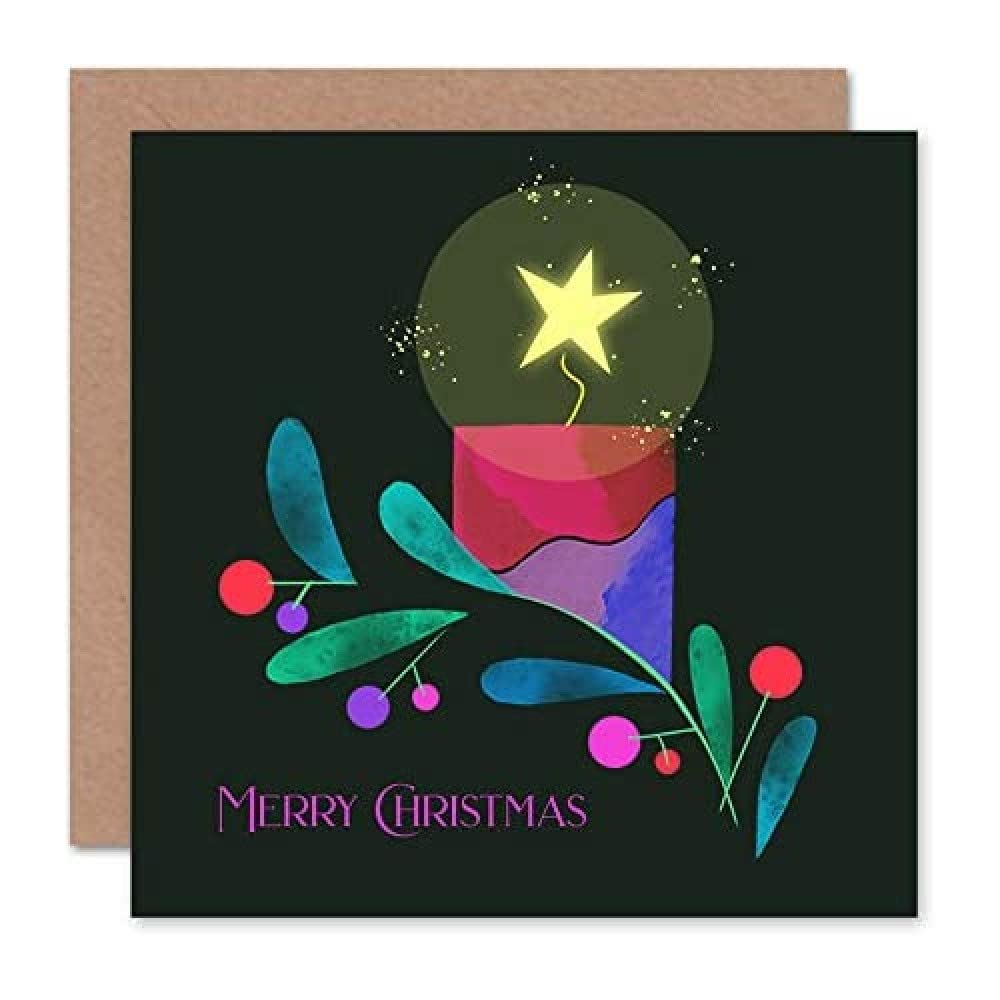 Wee Blue Coo Bright Candle Christmas Card