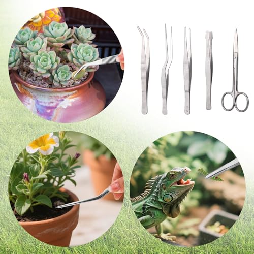 Set de 5 pinzas y tijeras de jardinería de acero inox miniatura 7
