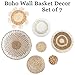 7 Pack Boho Wall Basket Decor - Seagrass Rattan Wicker Wall Decor Round Handmade Hanging Rustic Flat Elegant Wall Art for Farmhouse Living Rooms Bedrooms Display Table Settings Kitchen Home