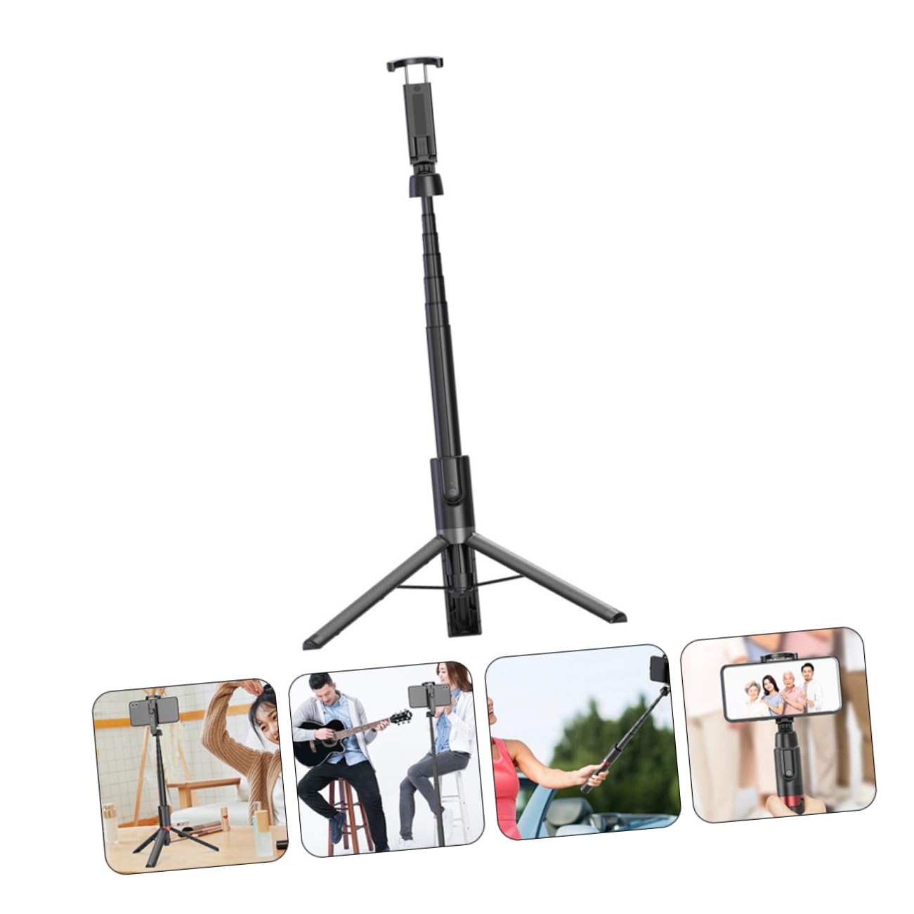 SHINEOFI Treppiede per Selfie e Supporto per Streaming Live Bastone Selfie e Treppiede Clip per Telefono Girevole Gradi Telecomando Staccabile Controllo Distanza Fino