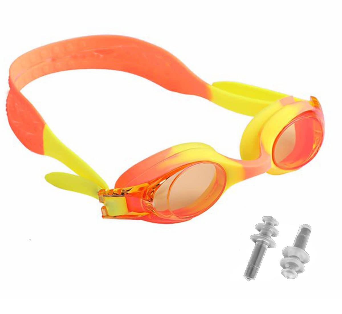 BIRMON Swim Goggles For Kids Junior | UV Protection Silicone Crystal Clear Goggles | Anti Fog Comfortable Swimming with Earplug Set Adjustable Strap Pool Water Glasses | Skin Friendly (Multi Color)