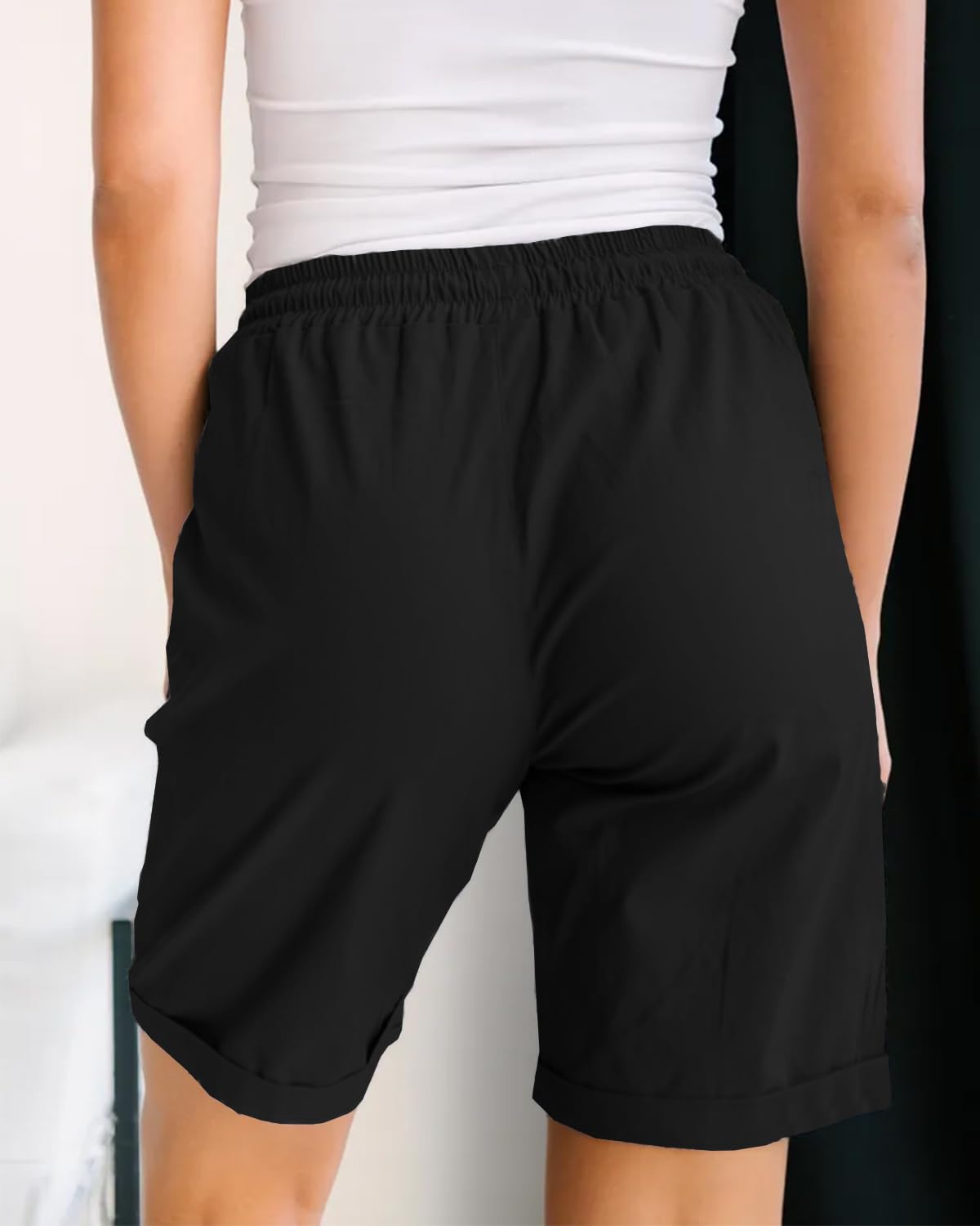 Rayson Pantaloncini Donna Estivi Cotone Bermuda da Donna Casual Leggero Pantaloni Corti con Tasche Pantaloncini Sportivi con Coulisse per Sport Yoga Trekking