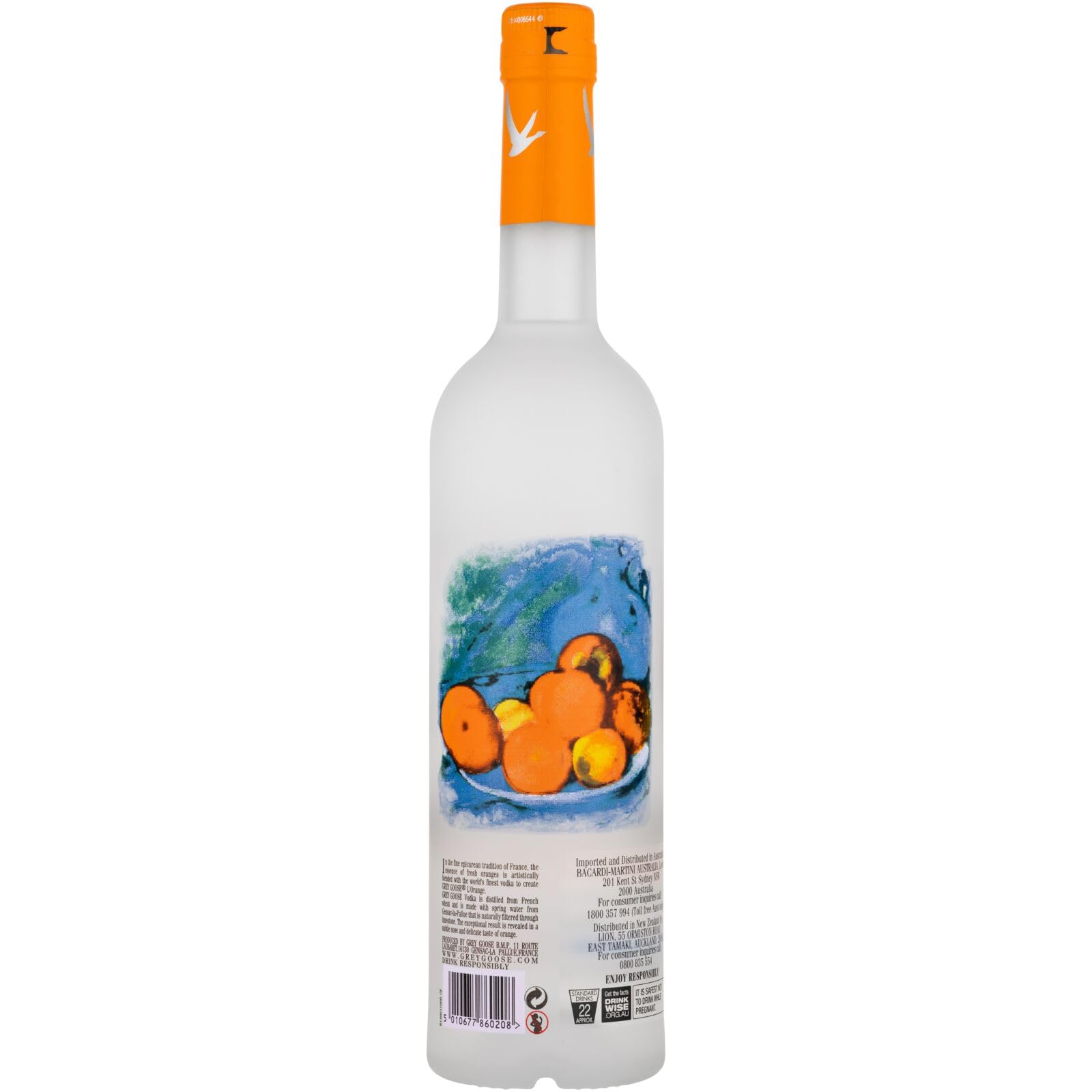 GREY GOOSE L'Orange, ALC. 40%, 100 cl / 1 l, vodka francés de elaborado con vodka GREY GOOSE y esencia de naranjas de Florida