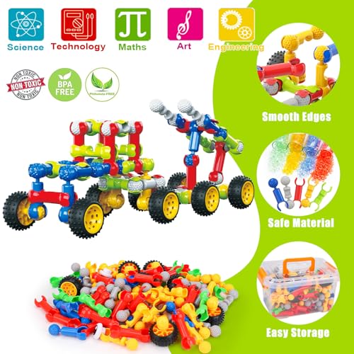 Kids STEM Building Toys for 3 4 5 6 7 8+ Year Old Boy Girl Birthday Gift, 186 Pcs Preschool Classroom Learning Activities Fine Motor Skills Building Blocks Ages 4-8 6-8 8-12 Engineering Creative Game - Image 8
