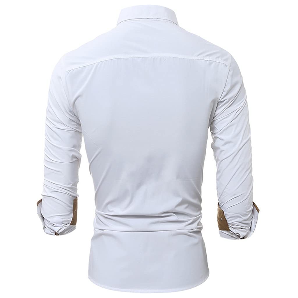 Koszule męskie Slim Fit Koszula męska z długim rękawem, brytyjska bawełniana koszula męska do biura (kolor: biały, rozmiar: kod XXXL)