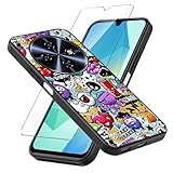 Junruijia Hülle für Oukitel C5 + Gehärteter Film Bildschirmschutzfolie Schutzfolie - Schwarz Weich Silikon Schutzhülle Flexibel TPU Tasche Hülle - Monster