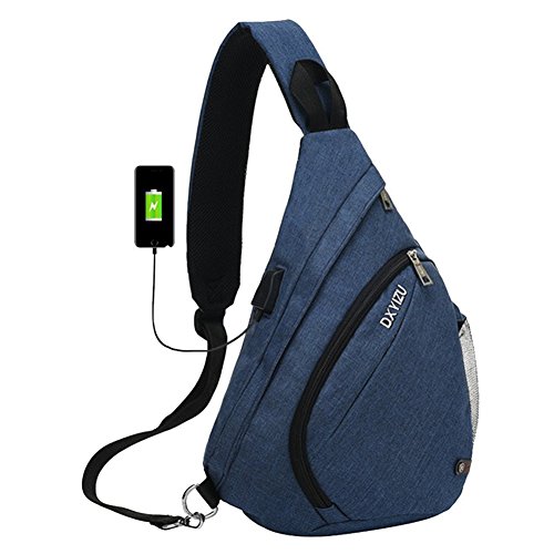 Loisirs Sling Sac avec USB Port de Charge Épaule Sac À Dos Unisexe Poitrine Pack Casual Randonnée Sac À Dos Croix Corps Sacs Casual Sac À Dos pour École Cyclisme Randonnée Camping Sport Voyage Cover
