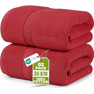Utopia Towels - Lot de 2 très grands draps de bain - 600 g/m² - 100 % coton filé à l'anneau très absorbant et à séchage rapide, super doux, qualité hôtelière (89 x 178 cm, rouge)