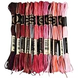 CABODYALS 12 Knäuel 96 m Stickgarn Mehrfarbiges Kreuzstichgarn 6 Fädig Polyestergarn Buntes Rotes Freundschaftsarmbandgarn Zum Nähen Handarbeiten Stricken Und Sticken