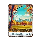 xiaoxiaoshen Greenwich Park London Travel UK - Póster de metal para decoración de pared, decoración moderna para el hogar, bar, tienda, decoración vintage, 40 x 30 cm