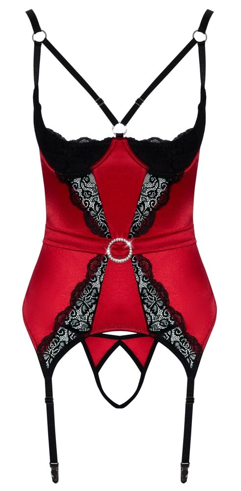 Cottelli Lingerie Women's Cami Suspenders Set Red M
