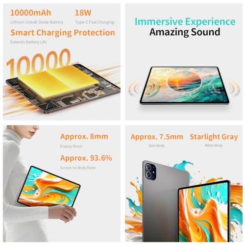 TECLAST ArtPad Tablet 13.2 Zoll 2.2K 120Hz Display, Gaming Tablets Android 16, T7300 2.2GHz Octa-Core, 10000mAh/18W PD… – Ansicht 4