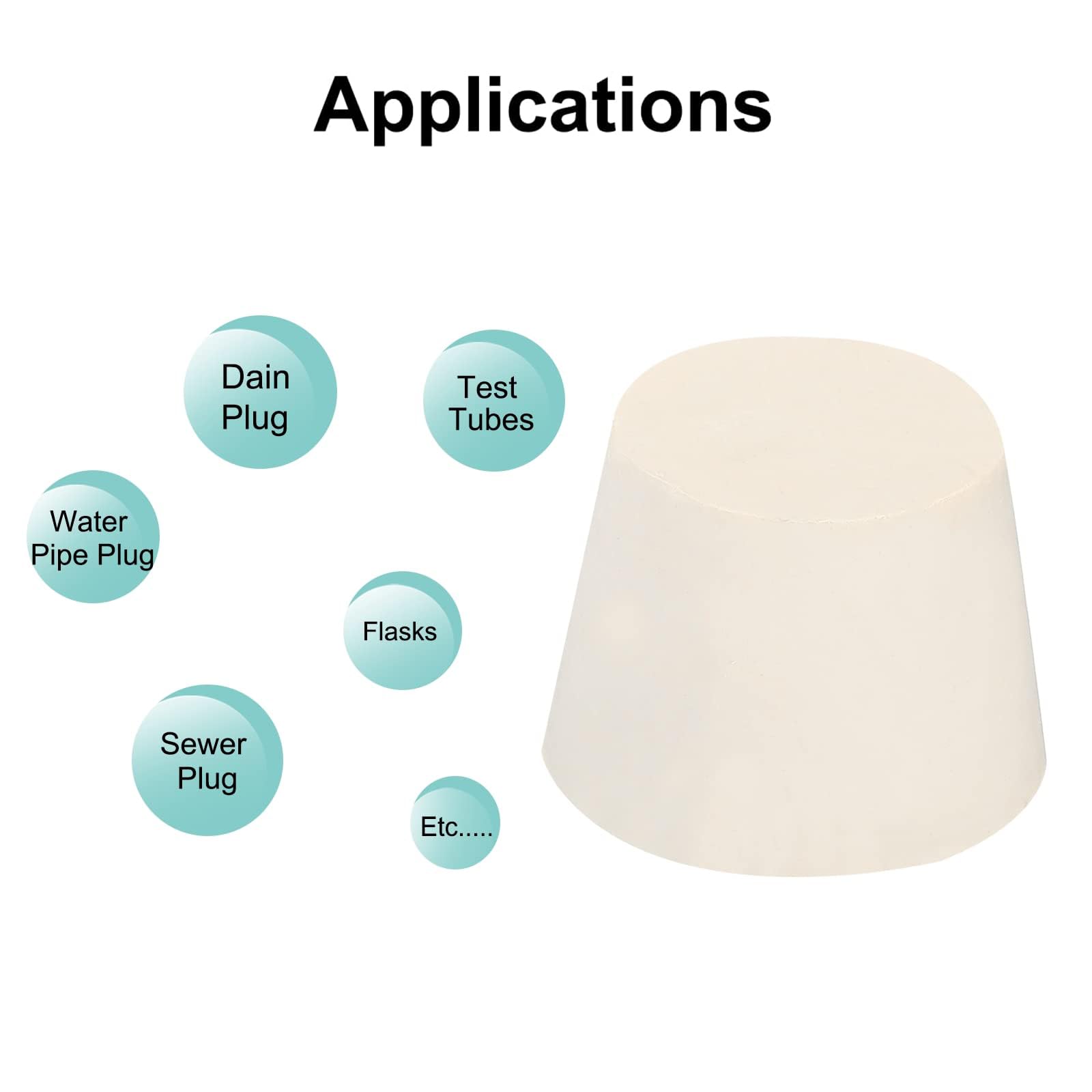 TA-VIGOR 4Pcs Rubber Tapered Plug, 32mm to 42mm Solid Silicone Stopper - Image 4