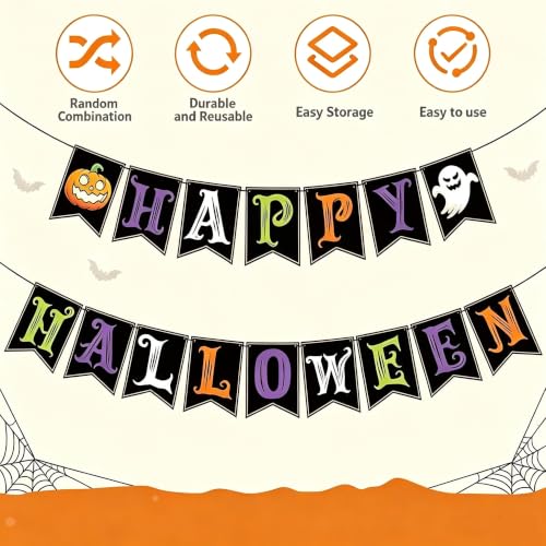 WisveraDes Halloween Decorations - Happy Halloween Banner - image 4