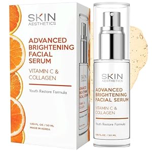 Vitamin C Serum For Face – Dermatologist Tested – with Collagen For Dark Spots, Skin Brightening, Anti-Aging & Acne + Fine Lines & Wrinkles – Vegan, Clean Beauty Korean Skin care