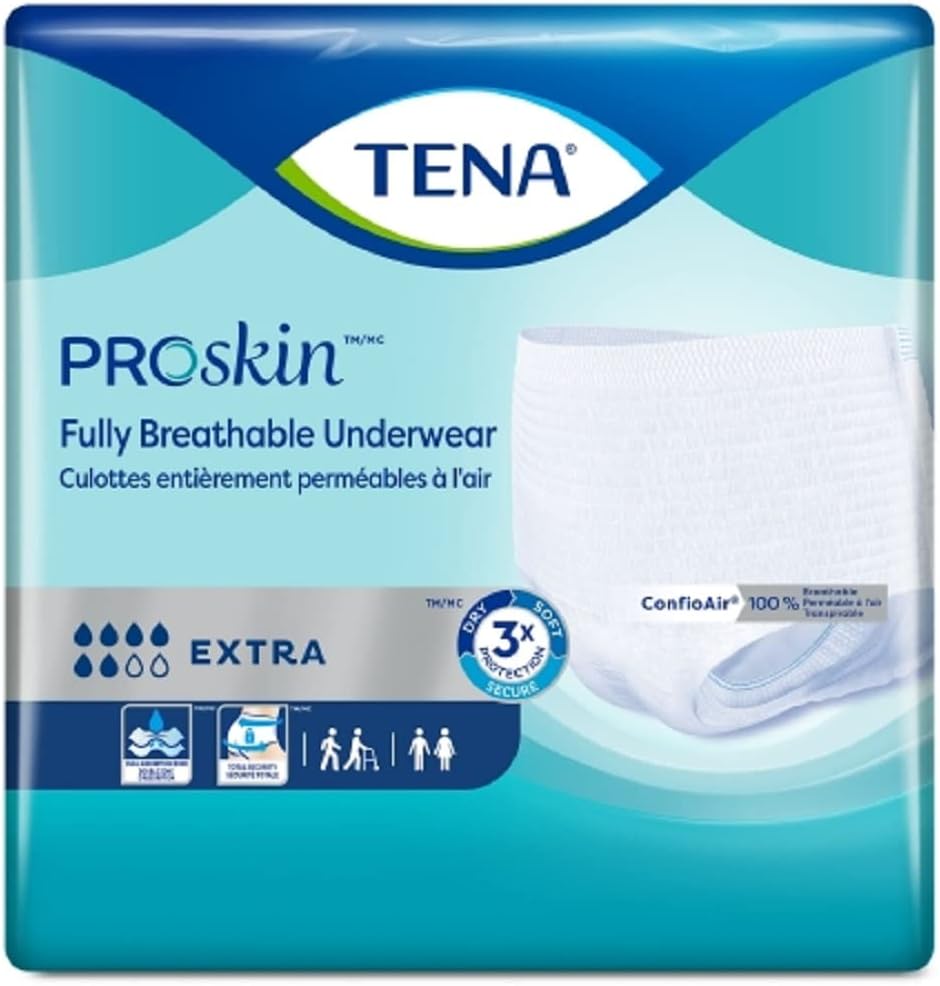Tena ProSkin Extra Disposable Underwear Pull On with Tear Away Seams X-Large, 72425, Ultimate-Extra, 48 Ct