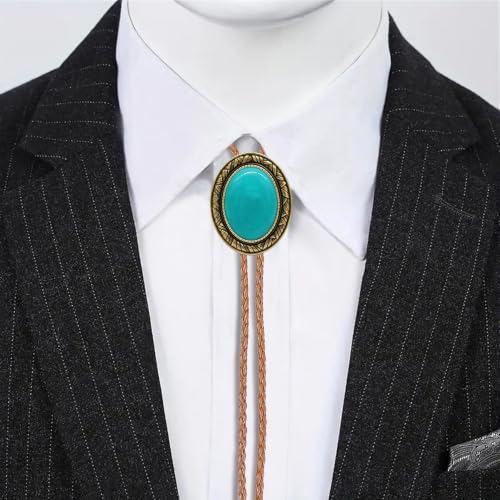 Image of GelConnie Native American Bolo Tie Rodeo Cowboy Leather Necktie Western Necklace Costume Accessories for Men,Women