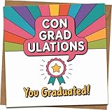 Lustige Abschlusskarte - Glückwunschkarte - Glückwunschkarte 'You Graduated', Regenbogen-Design, 145 x 145 mm, quadratisch, inklusive Kraftumschlag, Glückwunschkarte für Abitur & College, für Sie oder