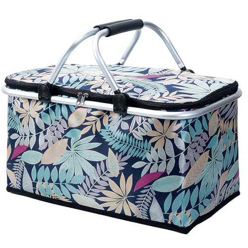 Insulated Picnic Basket, Folding Grocery Basket Insulated Cooler ...