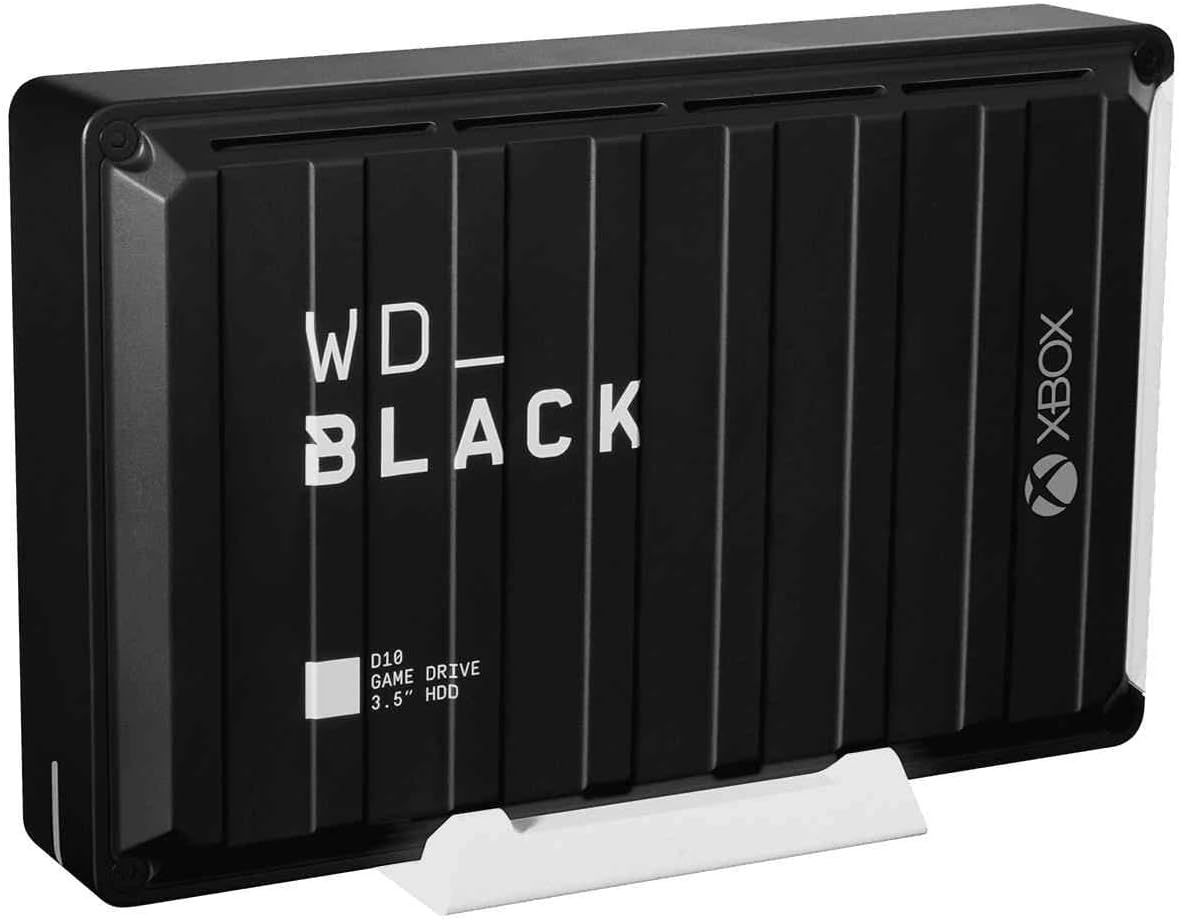 WD_BLACK D10 12TB Game Drive for Xbox, external HDD, transfer speeds up to 250 MB/s, 7200RPM, Active Cooling to Store your Massive Collection, 1 Month Xbox Game Pass, black