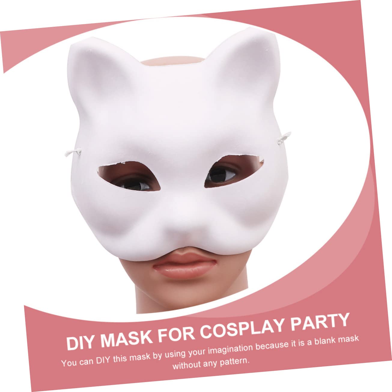 Totority 12pcs Blank Animal Masks for Hand Painting Pulp Half Cat Mask for Parties Halloween Cosplay Creative Crafts