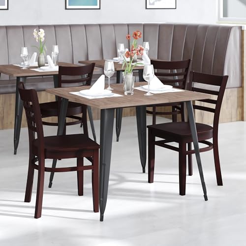 Image of Flash Furniture HERCULES Series Ladder Back Mahogany Wood Restaurant Chair