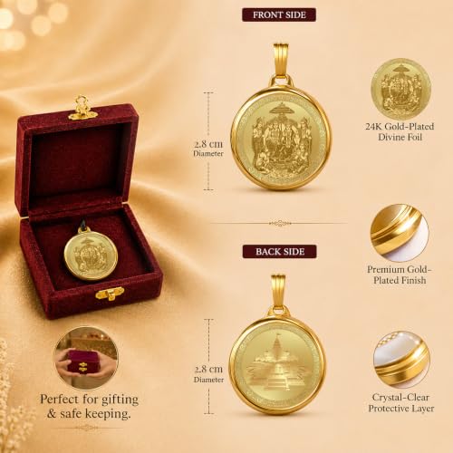 Image of DIVINITI 24K Gold Plated Double-Sided Religious Pendant with Premium Gift Box, Spiritual Locket for Men & Women, Devotional Jewellery for Gifting & Everyday Wear