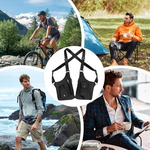 anti theft multi pocket bag for men,Adjustable Leather Shoulder Bag For Men | PU double shoulder armpit bag, double shoulder4