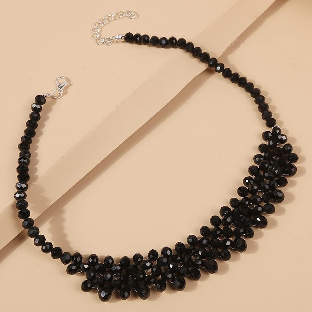 Missgrace Gothic Punk Halloween Vintage Black Shiny Crystal Choker Necklace for Women Chunky Short Necklace Black Chain Choker Necklace for Women - Image 2