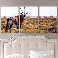 3 Piece Framed Canvas Wall Art Spiritual Being Animals Deer Expressive Impressionism Rustic - 16