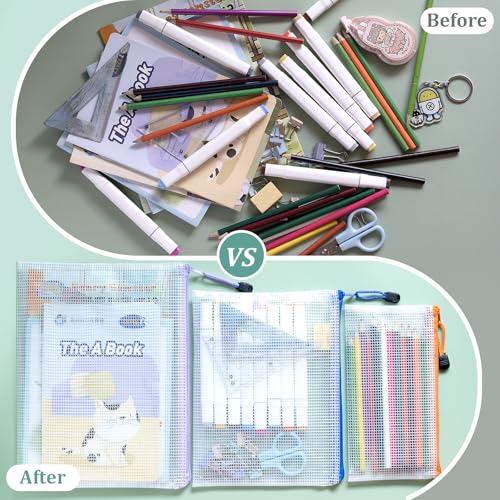 Image of 20pcs Mesh Zipper Pouch Bags Small, A5 9.4x7.1 Inches, Zipper Pouches for Classroom, Organizing Bags for Home, Office and Puzzle Storage