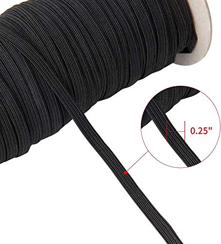 70-Yards Length 1/4\" Width Black Braided Elastic Cord/Elastic