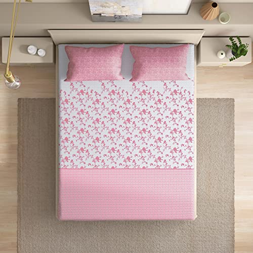 Image of Wakefit Florenza 100% Cotton 200 TC Flat Bedsheet with 2 Pillow Covers