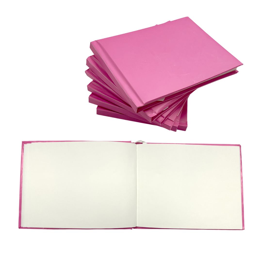 Janrax Pack of 60 Plain Cover 100 Pages Pink Autograph Books – School Leavers Signature, End of Term Memory Book