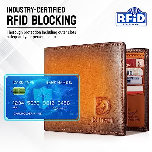 Image of Bifold Chain Wallets for Men, Brown RFID Blocking Genuine Leather Biker Wallet with Anti-Theft Chain (Brown)