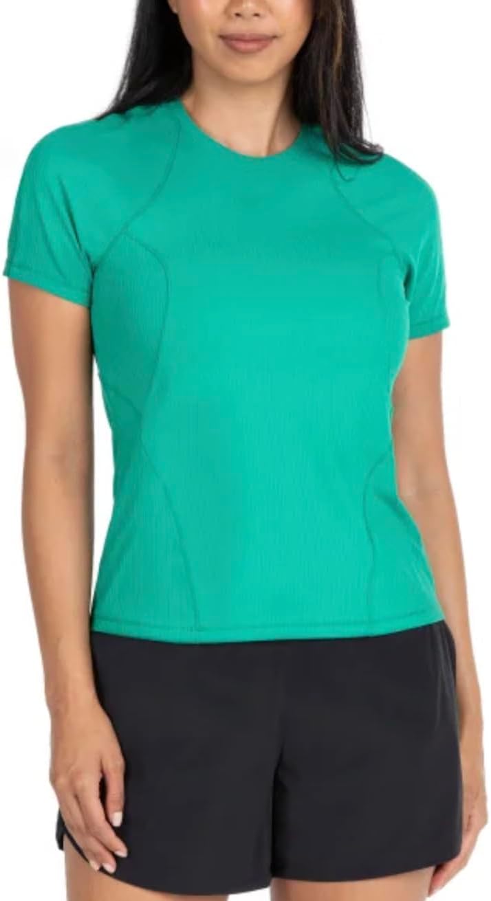 Spyder Active Women's UPF 50+ Ribbed Short Sleeve Tee Shirt (US, Alpha, Small, Regular, Regular, Green)