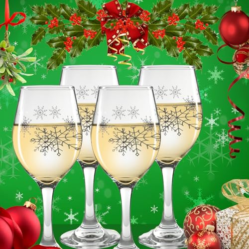 Copas de vino navideñas de diseño plateado para mesa festiva 3