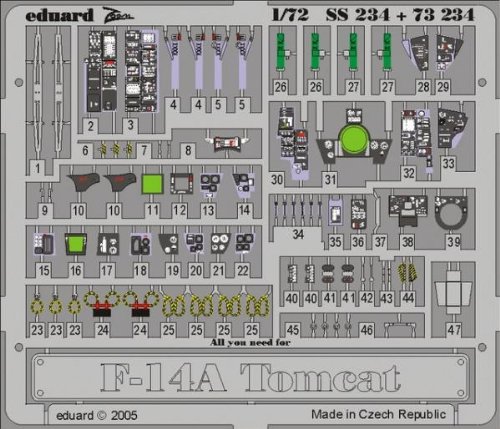 Eduard Accessories SS234u00a030502000u00a0F-14u00a0A Tomcat , color/modelo surtido