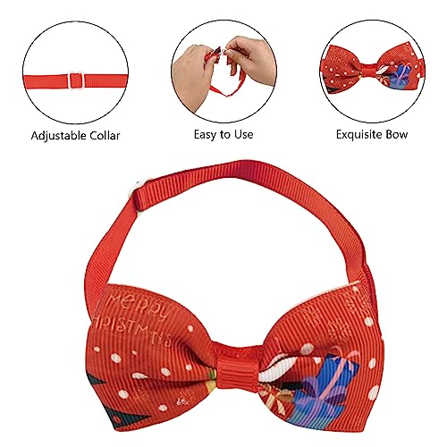 Bekecidi 6 Stück Weihnachts-Hundehalsband, Katzen- und Hunde-Fliege, Verstellbares Halsband Mit Schleife, Fellpflege-Accessoire, Weihnachtskostüm für Kleine Hunde, Katzen, Welpen