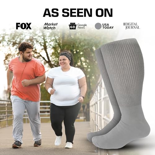 Wide Calf Socks, Women and Men's Wide Socks, Extra Wide Socks, Diabetic Socks for Men and Women, Loose Fit Socks - 3 Pairs2