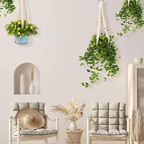 Efispss Macrame Plant Hangers With 3 Stainless Steel Hooks Indoor Flower Pot Holder, Wall Hanging Plants Holder For Indoor Plants Home Decor Gift- Pack 3 Rope- No Tassels (Notassles) #TOP3