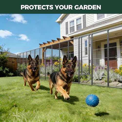 Image of FXW Garden Fence Outdoor for the Yard - 45in(H) x 18.2ft(L) Heavy Duty Metal Animal Barrier for Dog, No Dig Decorative Dog Fence, 8 Panels, Silver