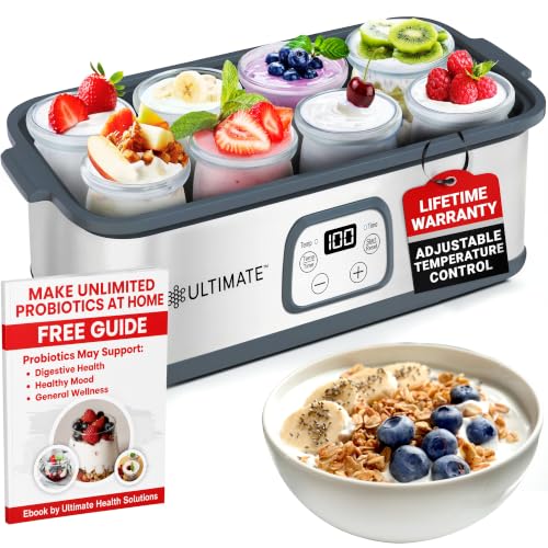 Ultimate Probiotic Yogurt Maker for Easy-to-Make Live Probiotics at Home with Adjustable Time & Temp...