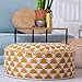 Mandala Life ART Funda otomana para puf dorado bohemio, 60x20cm, decoración de habitación artesanal de lujo para meditación, yoga y taburete de área de asiento boho chic
