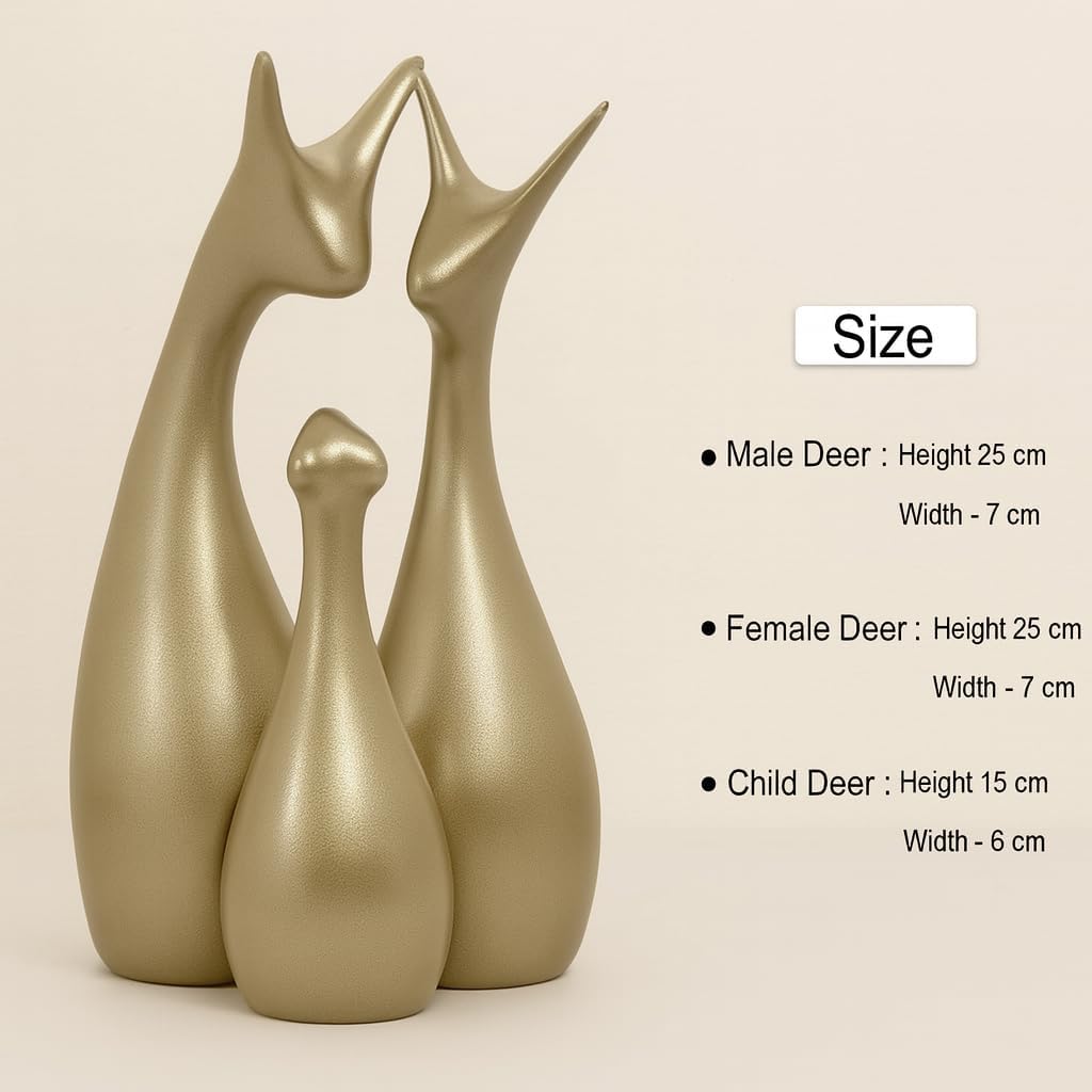 SRJANA Metallic Laurel Green Home Decor Lucky Deer Family Figurine (Set of 3, Laurel Green) 1