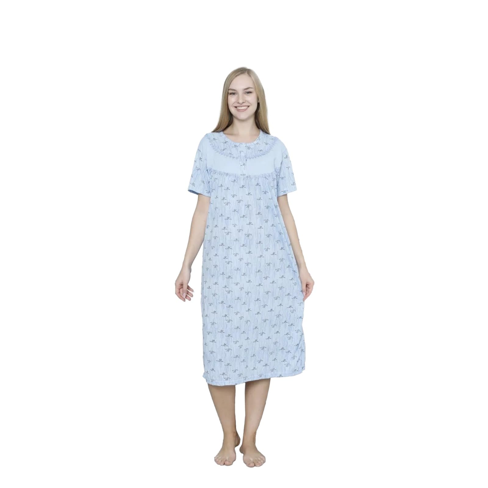 TT ThreadTrade Women Leaf Flowers Night Wear and Trousers,100% Cotton, Comfort and Aesthetics Design, Soft, Cozy & Gentle On The Skin, Feel Relaxed, Snug Or Loose Fit, (Blue, Medium)
