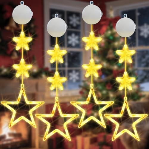 Pipihome LED Stern Weihnachtsbeleuchtung, 4 Stück Weihnachtsdeko...