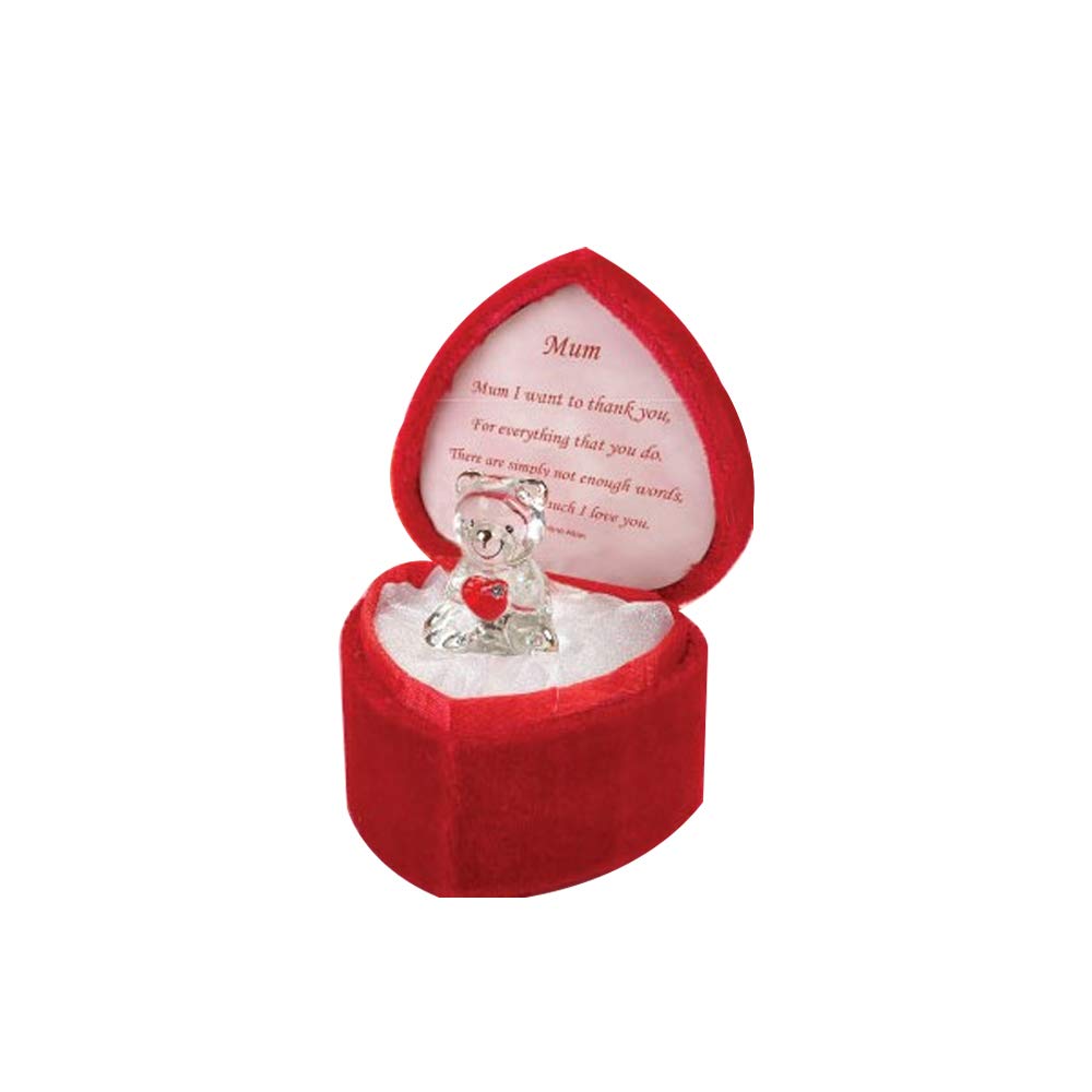 Onlinestreet Red Crystal Glass Teddy Bear In Cute Heart Box For Loved Ones | Gift Ideas | Mum | Mummy | Mother's Day | Mom | Anniversary | Thank You (Mum)