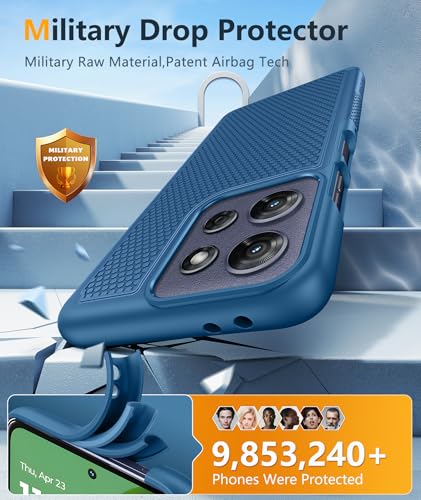 Image of FNTCASE for Moto G-Power 2025 Case: Motorola G Power 2025 Case 14FT Military Grade Drop Protection with Screen Protector Shockproof Anti-Slip Rugged Matte Dual Layer Daily Cover 6.8 Inch (Blue)