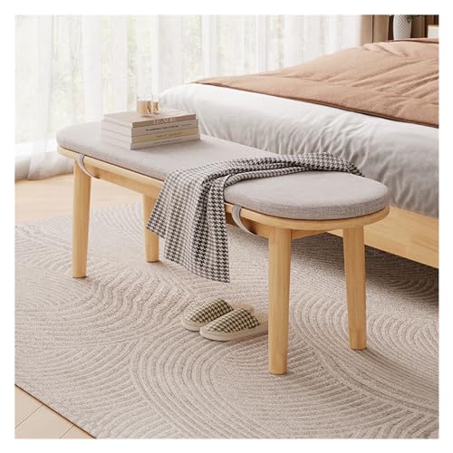 Banco de dormitorio de roble natural tapizado para pie de cama en madera maciza 2